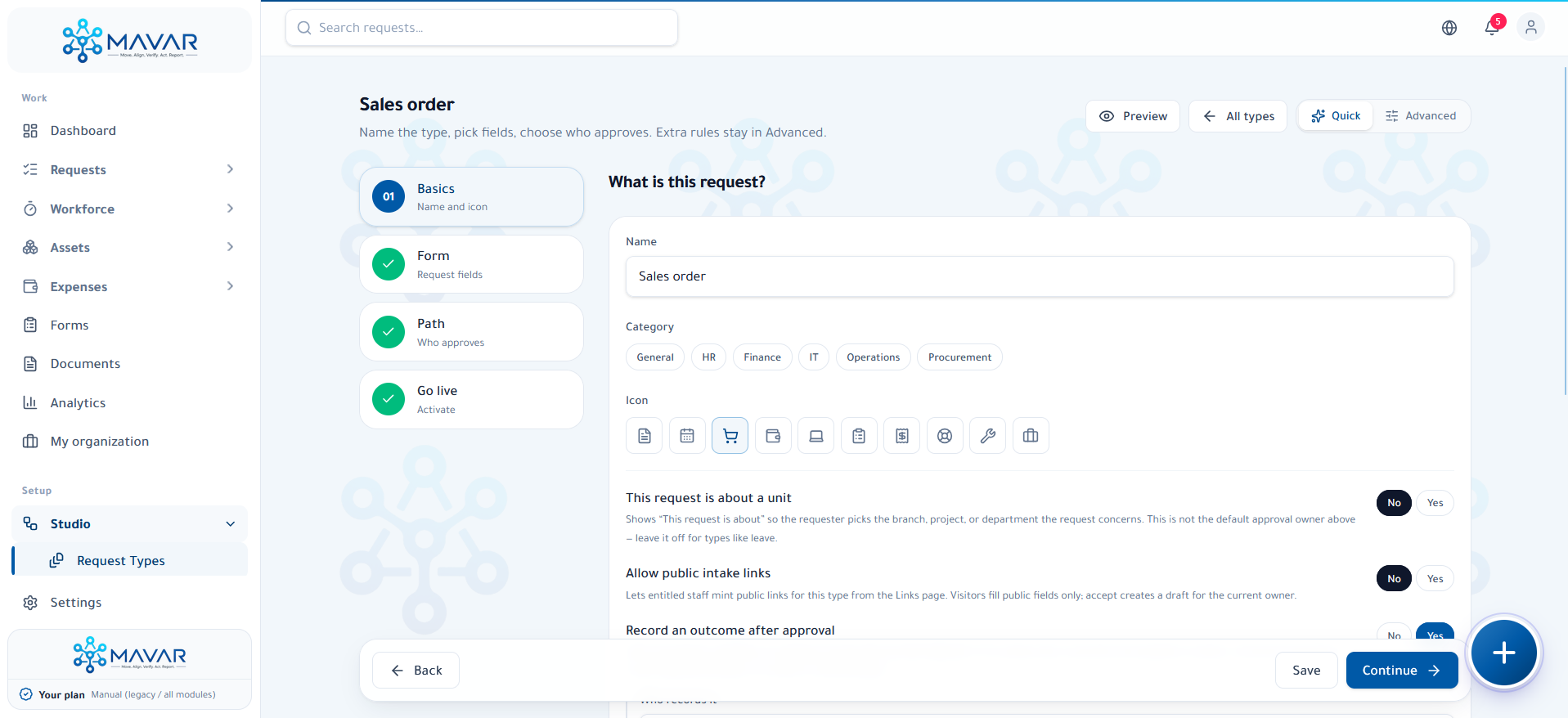 New request form